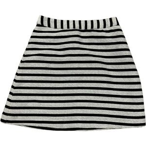 Express Black and White Striped A-Line Skirt